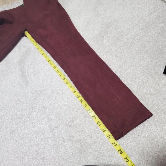 ANTHROPOLOGIE Faux Suede Leggings 27" Zip Ankle Stretch Burgundy Women's 27 - Picture 12 of 12